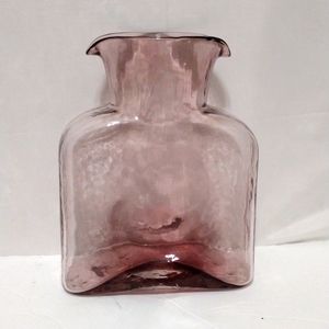 Vintage Blenko Amethyst Glass Double Spout Water Bottle 8″ Collectible Art Glass